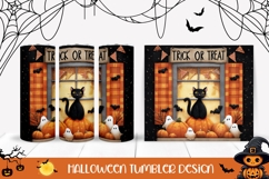 Trick Or Treat Halloween Tumbler, Halloween Cat Tumbler Product Image 1