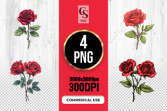 Red Rose Flower Clipart Sublimation PNG Product Image 1