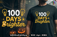 100 Days Brighter Light Bulb School Sublimation Design Product Image 2