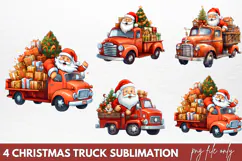 Christmas Truck Sublimation Clipart PNG Product Image 1
