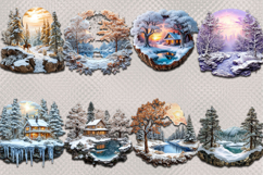 Clipart | 8 drawings with winter landscapes, PNG Product Image 2
