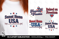 Sweet Home USA Patriotic Typography Sublimation PNG Product Image 1