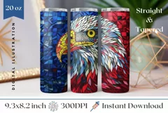 Patriotic Tumbler Wrap, Stained Glass Eagle Tumbler Template Product Image 1