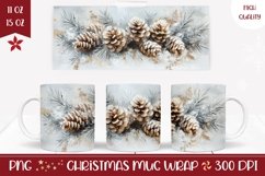 Watercolor Christmas Mug Wrap, Christmas Pine Cone Mug Product Image 1