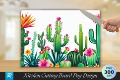 Cute Cactus Cutting Board Sublimation Design Product Image 1