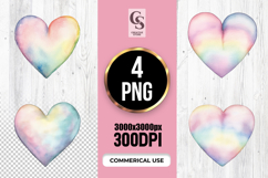 Pastel Watercolor Gradient Heart Clipart Sublimation PNG Product Image 1