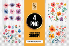 Colorful Floral Clipart Sublimation PNG Product Image 1