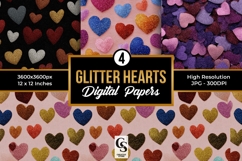 Glitter Hearts Pattern Digital Paper Product Image 1