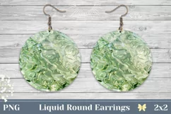 Green Glass Round Earrings PNG, Abstract Sublimation Earring Product Image 1