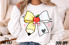 Teacher Pencil Coquette Bow PNG Positive Sublimation Product Image 2