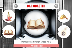 Car Coaster Watercolor Thanksgiving Kitchen Chaos Product Image 1