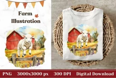 Watercolor Baby Sheep Illustration, Cute Sheep PNG, Farm PNG Product Image 1