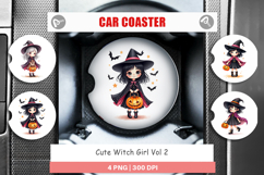 Cute Witch Girl Car Coaster Product Image 1