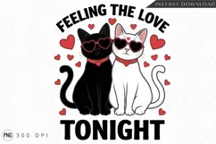 Cats In Love Valentine Cartoon Sublimation PNG Product Image 1
