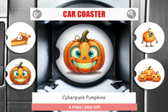 Cyberpunk Pumpkins Car Coaster Product Image 1