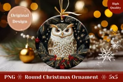 Knitted Christmas Ornament, Christmas Owl Ornament, Owl PNG Product Image 1