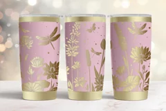 20oz Tumbler laser svg Dragonflies and Water Lilies wrap Product Image 2