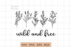 Wild and free svg, Wildflower Svg, Floral Svg, Quote svg Product Image 1