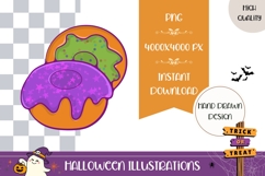 Hand Drawn Halloween Sweets Illustration, Donuts PNG Product Image 1