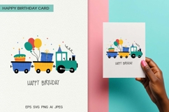 Kids Train Happy Birthday Card | EPS SVG PNG JPG AI Product Image 1