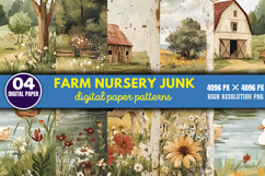 Farm Nursery Junk Journal Digital Paper Pattern PNG Product Image 1