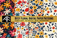 Ditzy Flowers Digital Paper Patterns Product Image 1