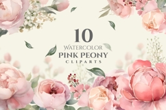 Watercolor Pink Peony Clipart PNG, Peony Flower Decoration Product Image 1