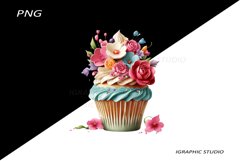 Flowers Cupcake Clipart Product Image 1
