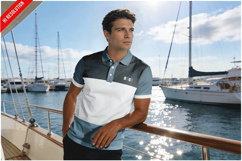 Male In Polo Shirt On Deck Of Marina Product Image 1