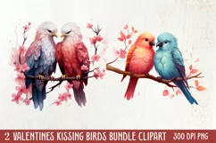 Breeds of Valentine Kissing Birds, Valentine's Day Clipart Product Image 1
