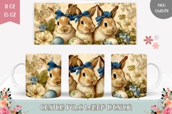 Vintage Mug Wrap Design, Easter Bunnies Mug PNG Product Image 1