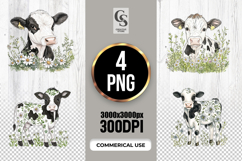 Watercolor Baby Cow Illustration Clipart Sublimation PNG Product Image 1