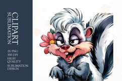 Grumpy Skunk watercolor clipart sublimation Product Image 1