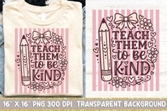 Teach Them To Be Kind Png, Retro Striped Teacher Png. Product Image 1