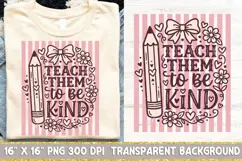 Teach Them To Be Kind Png, Retro Striped Teacher Png. Product Image 1
