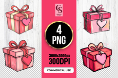 Pink Heart Gift Box Clipart Sublimation PNG Product Image 1