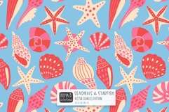 Seashells Starfish Seamless Pattern Product Image 1