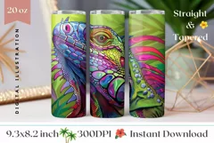 Colorful Iguana Tumbler Wrap, Tropical Tumbler Template Product Image 1