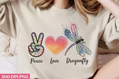 Peace Love Dragonfly PNG, Dragonfly Sublimation PNG Product Image 2