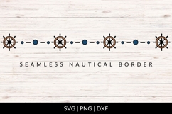 Seamless Nautical Ship Wheel Border SVG Product Image 1