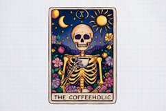 Funny Skeleton Life Tarot Card, The coffeeholic tarot card Product Image 1