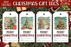 Vintage Christmas Tree Gift Tags, Winter Gift Tag Designs Product Image 1