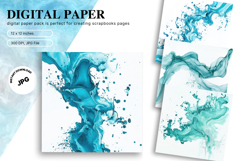 Green Watercolor Alcohol Ink Background Digital Paper Product Image 1