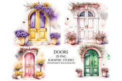 Watercolor Medirerranean Door Clipart Product Image 1