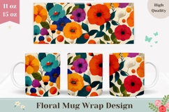 Floral Mug Wrap Design, Art Flowers Mug, Floral Print Product Image 1