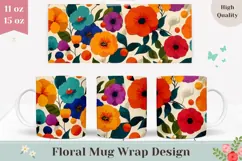 Floral Mug Wrap Design, Art Flowers Mug, Floral Print Product Image 1