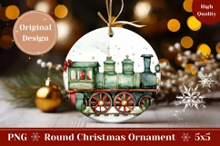 Christmas Ornament PNG, Watercolor Christmas Train Ornament Product Image 1