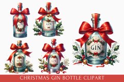Christmas Gin Bottle clipart, Christmas Bottle Sublimation Product Image 1