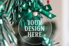 Christmas Acrylic Ornament Mockups | Round Clear Acrylic Orn Product Image 1