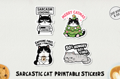 Sarcastic Cat Printable Stickers PNG Product Image 1